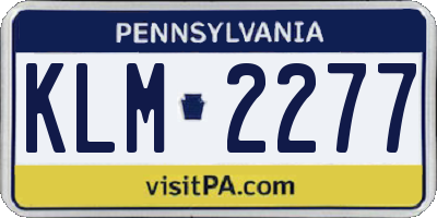 PA license plate KLM2277