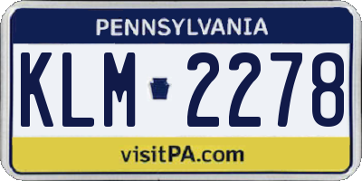 PA license plate KLM2278