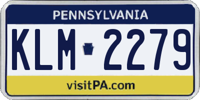 PA license plate KLM2279