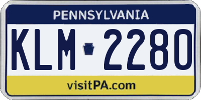 PA license plate KLM2280