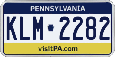 PA license plate KLM2282