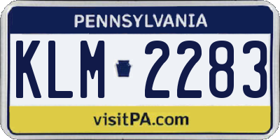 PA license plate KLM2283