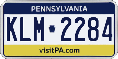 PA license plate KLM2284