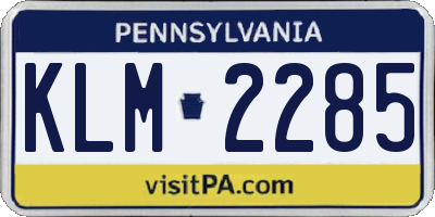 PA license plate KLM2285