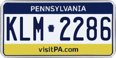 PA license plate KLM2286