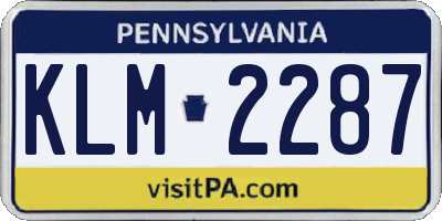 PA license plate KLM2287