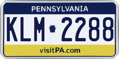 PA license plate KLM2288