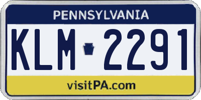 PA license plate KLM2291