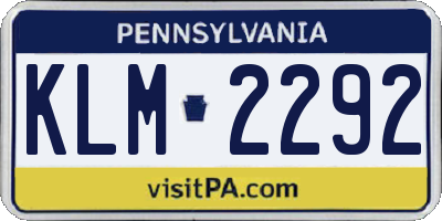 PA license plate KLM2292