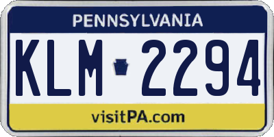 PA license plate KLM2294