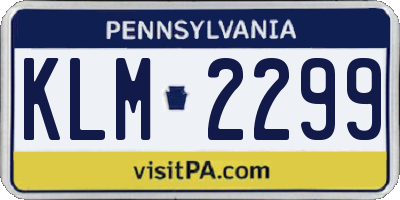 PA license plate KLM2299