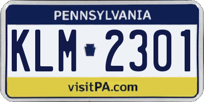 PA license plate KLM2301