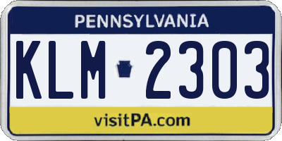 PA license plate KLM2303