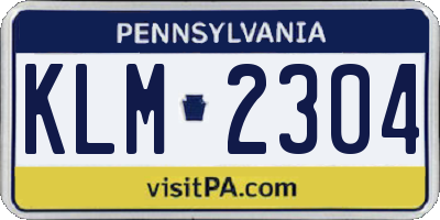 PA license plate KLM2304