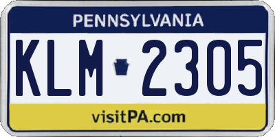 PA license plate KLM2305