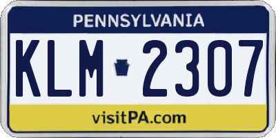 PA license plate KLM2307