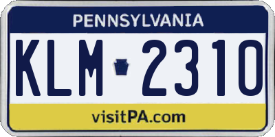 PA license plate KLM2310