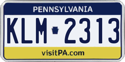 PA license plate KLM2313