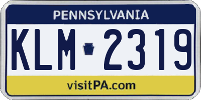 PA license plate KLM2319
