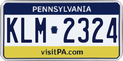 PA license plate KLM2324