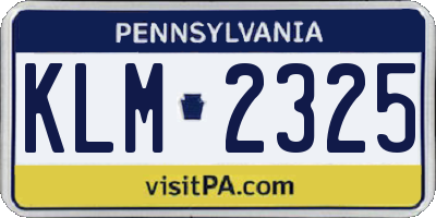 PA license plate KLM2325