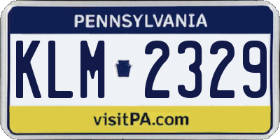 PA license plate KLM2329