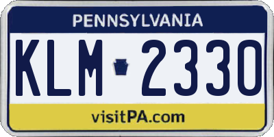 PA license plate KLM2330