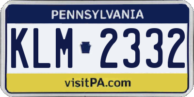 PA license plate KLM2332