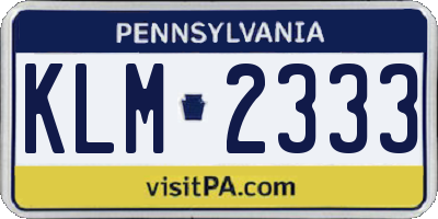 PA license plate KLM2333