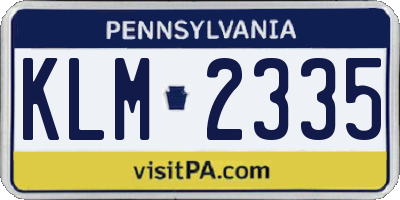 PA license plate KLM2335