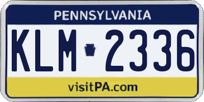 PA license plate KLM2336