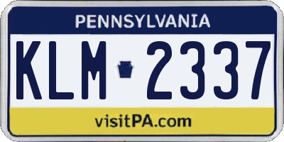 PA license plate KLM2337