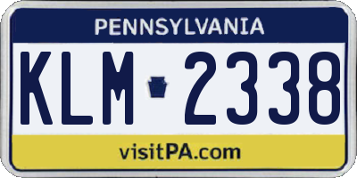 PA license plate KLM2338