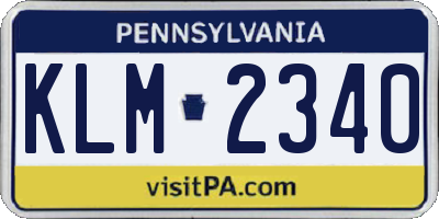 PA license plate KLM2340