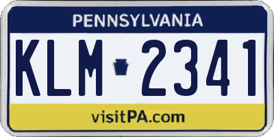 PA license plate KLM2341