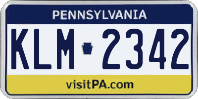 PA license plate KLM2342