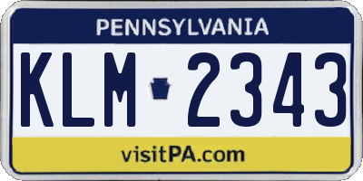 PA license plate KLM2343