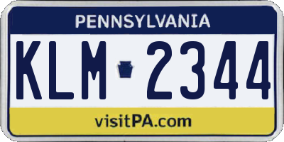 PA license plate KLM2344