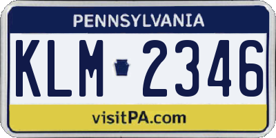 PA license plate KLM2346