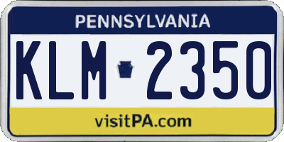 PA license plate KLM2350