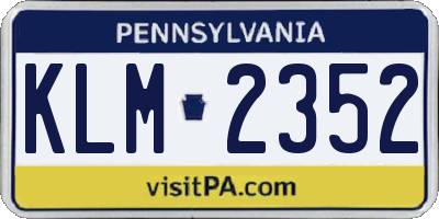 PA license plate KLM2352