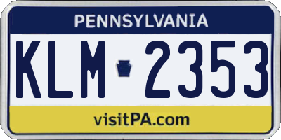 PA license plate KLM2353