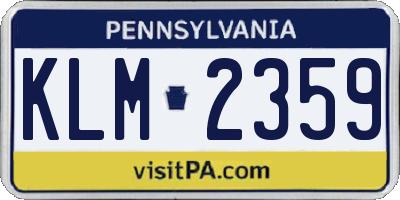PA license plate KLM2359