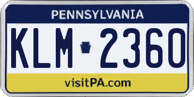 PA license plate KLM2360