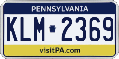 PA license plate KLM2369
