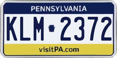PA license plate KLM2372