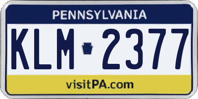 PA license plate KLM2377