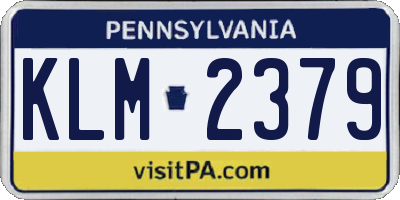 PA license plate KLM2379