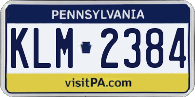 PA license plate KLM2384