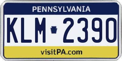 PA license plate KLM2390